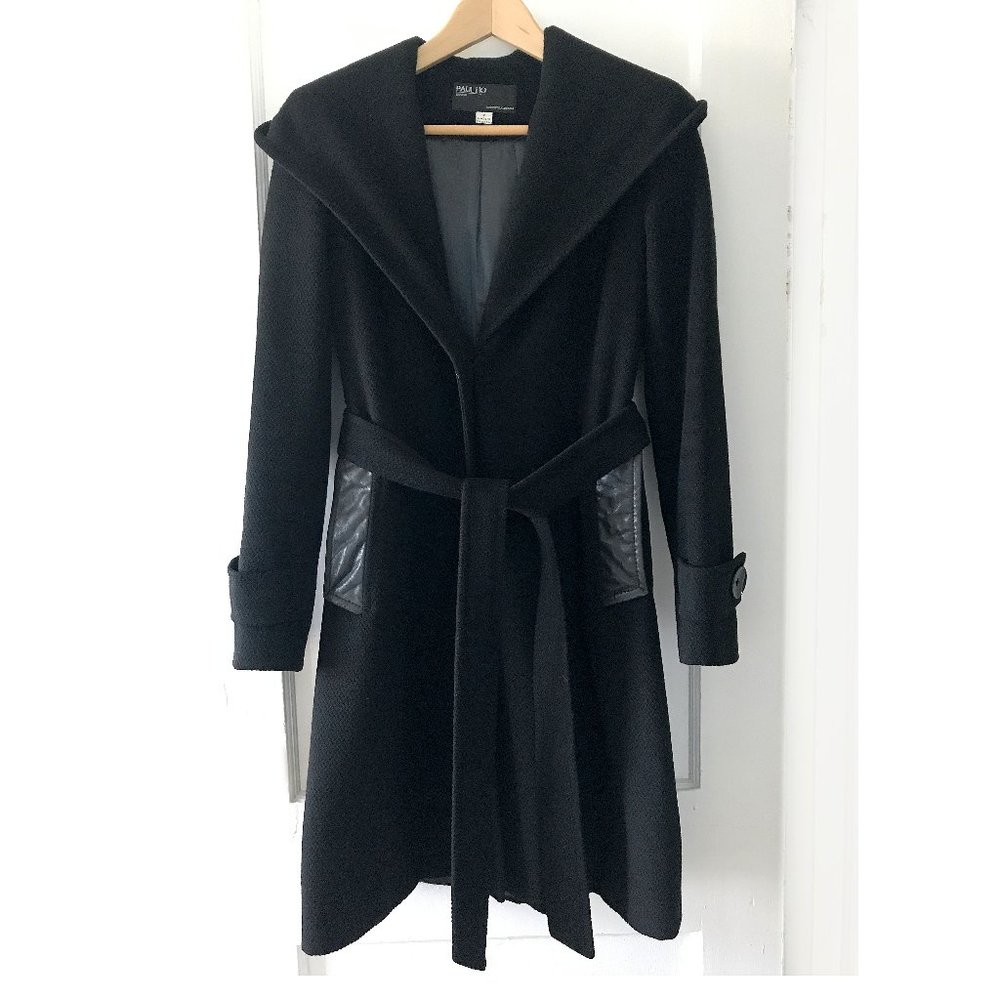 Black Angora winter coat, size 2, Made in Canada